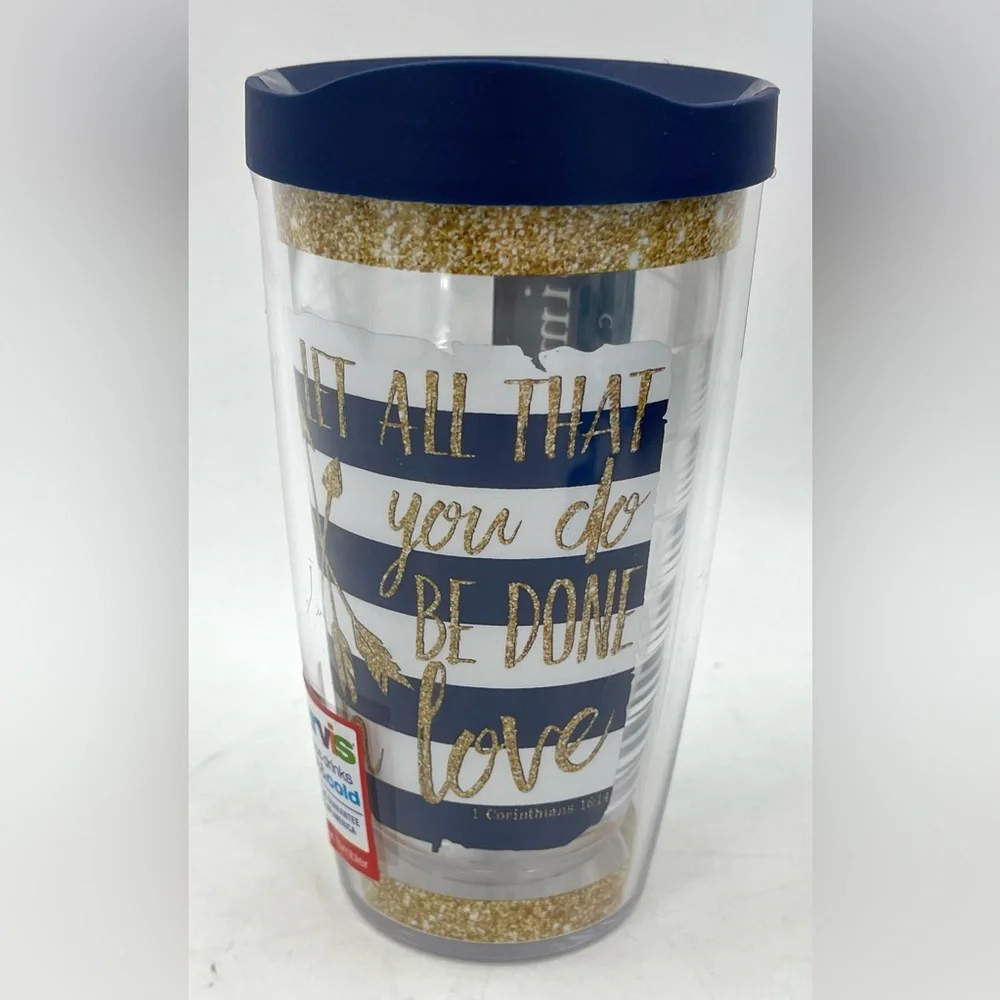 Simply Southern Tervis Tumbler 16 oz. Cup‎ Blue Gold 1 Corinthians 16:14 New NWT